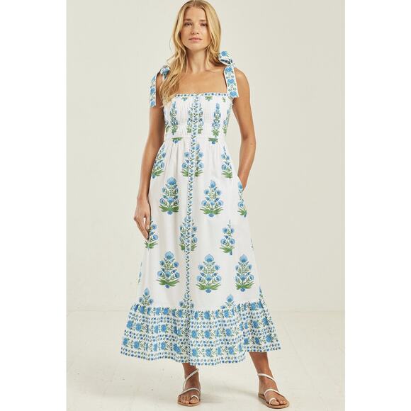 Pink City Prints Elena Dress in Vintage Posey - Picture 1 of 10